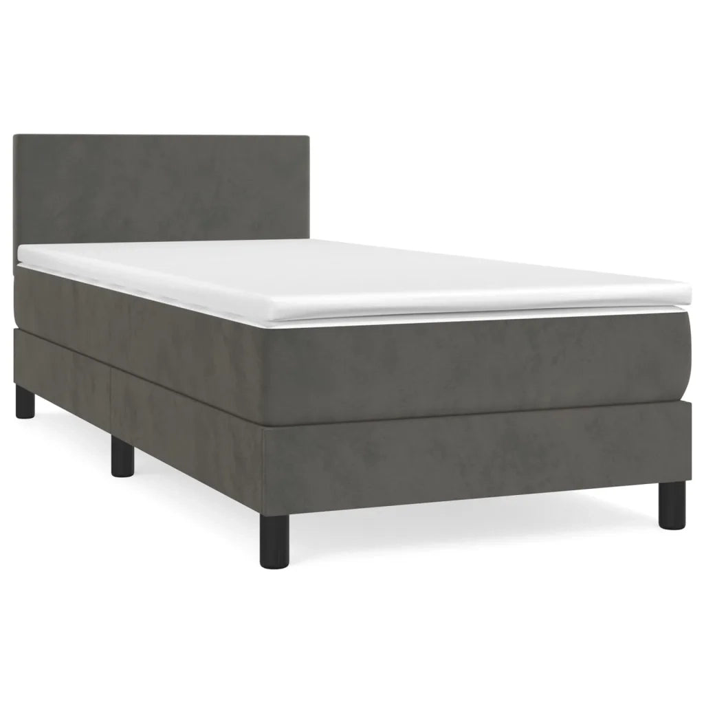 Giroletto a Molle con Materasso-Struttura Letto Grigio Scuro 80x200 cm Velluto 635370