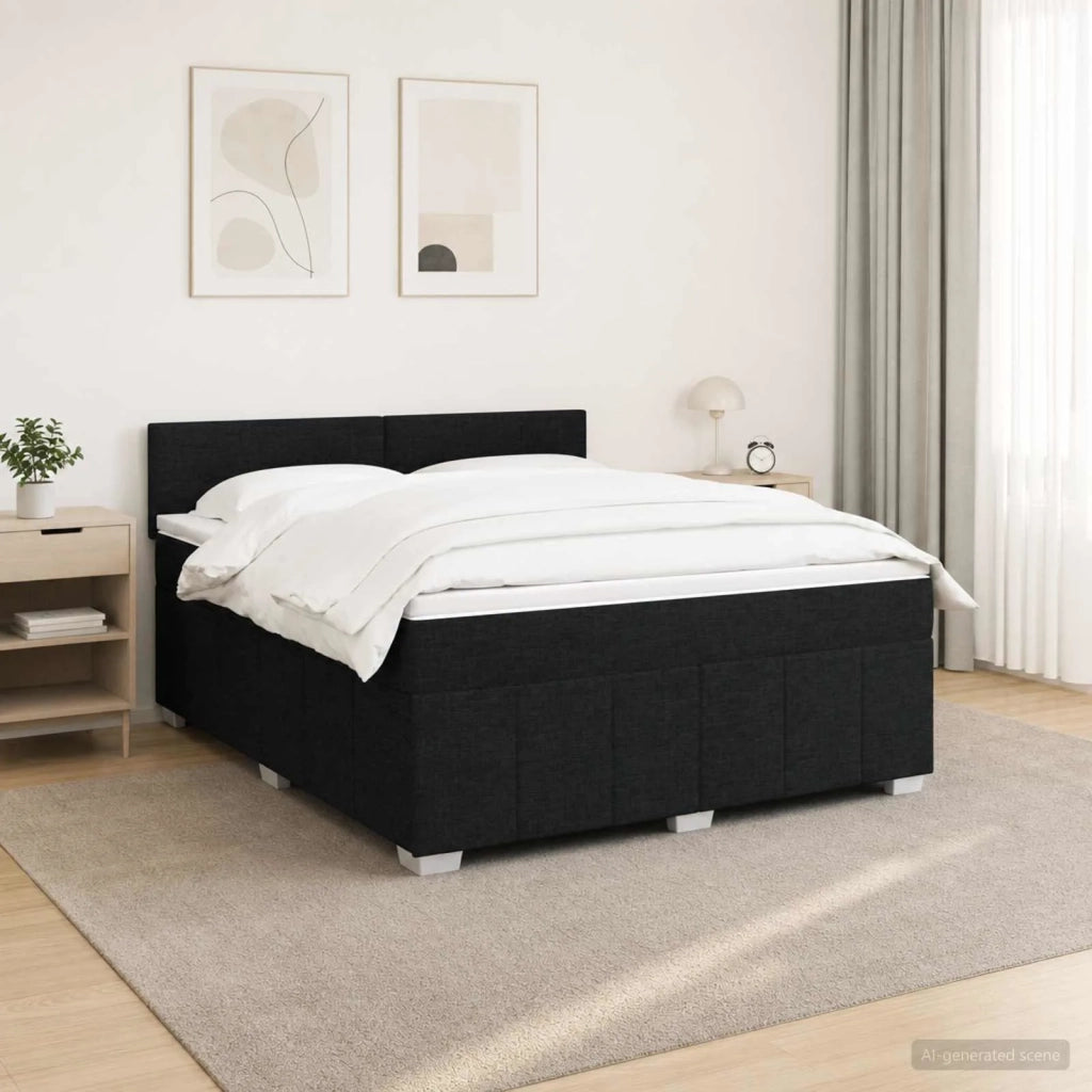 Letto box spring con materasso Nero 160 x 200 cm Tessuto 3452714