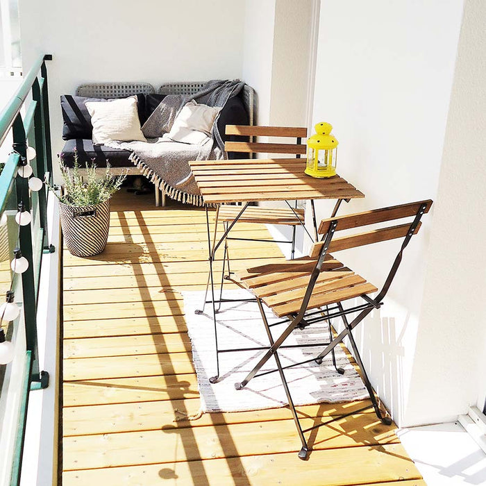 Set Tavolino e 2 Sedie Pieghevoli da Giardino Bistrot Nero