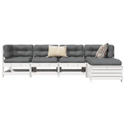 Set Salotto da Giardino 5 pz Bianco in Legno Massello di Pino