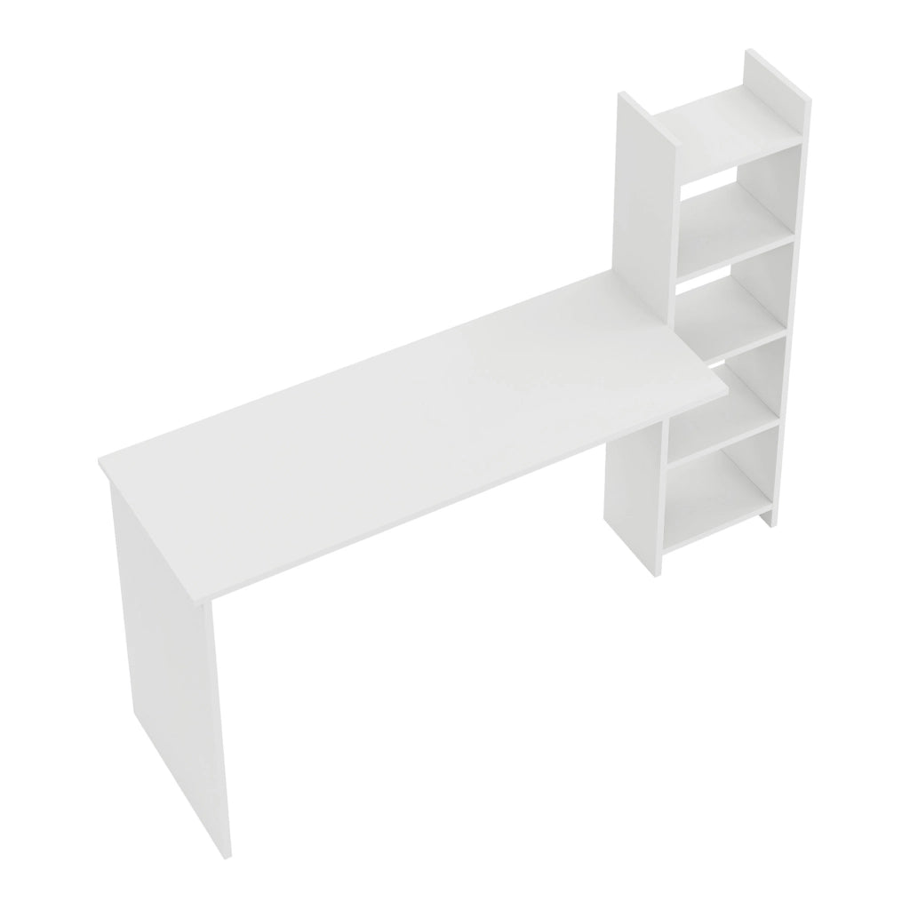 Scrivania Chagtuniejle con Scaffale Laterale 150 x 45 x 120 cm - Bianco [en.casa]