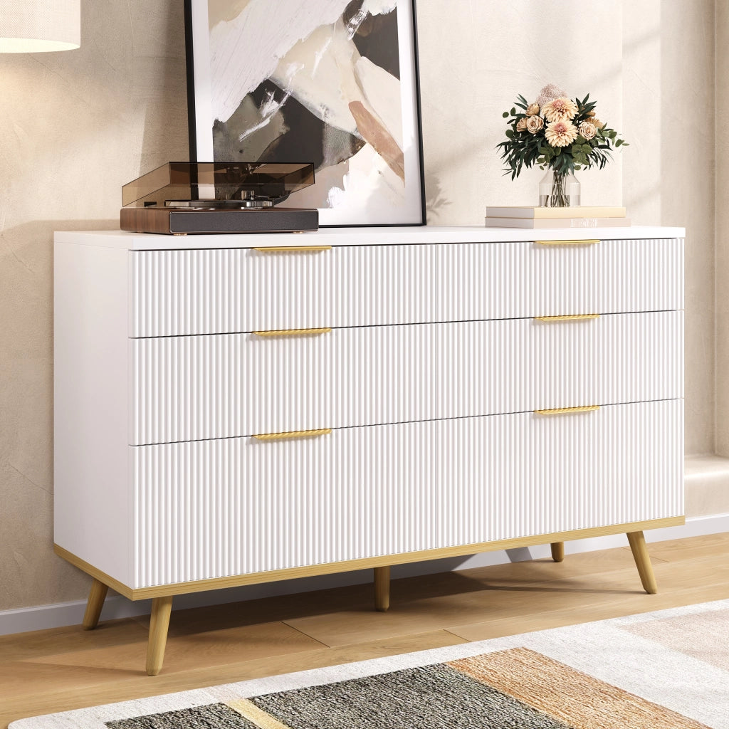 Chest 6 cassetti moderna - Zephmum- Gambe in legno look