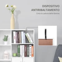 Mobiletto Libreria con Piedini in Legno di Pino Bianco 80x23.5x123cm