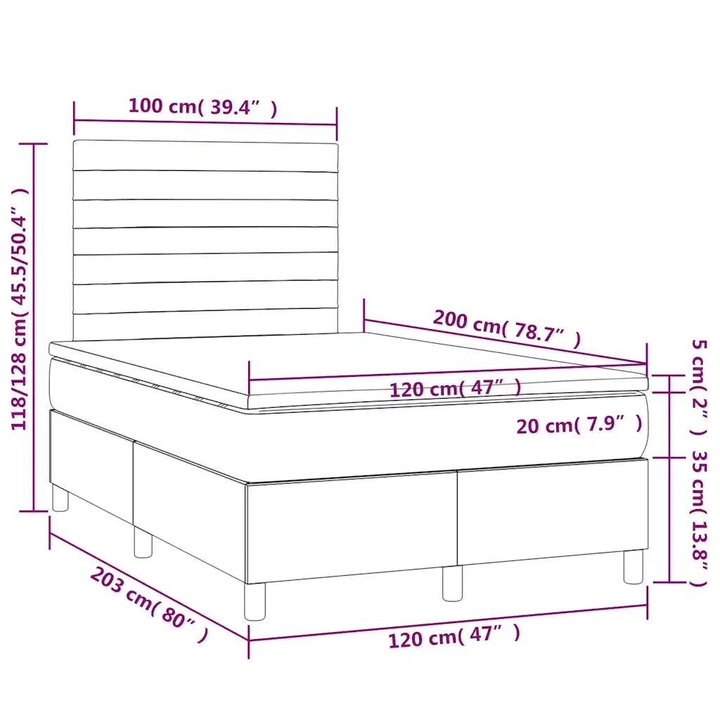Letto a Molle con Materasso e LED Blu Scuro 120x200cm 3136177