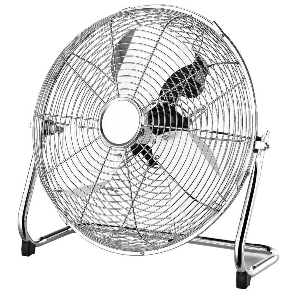 Trade Shop - Ventilatore Da Pavimento Terra In Metallo 120w Con 3 Pale 50cm Motore 3 Velocità -