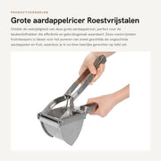 Riciclatore di Patate in Acciaio Inossidabile - Maniglie Antiscivolo - Tritacarne/Filiera - 28 x 8 x 10,5 cm - Sostenibile e Salutare - Riciclatore di Frutta