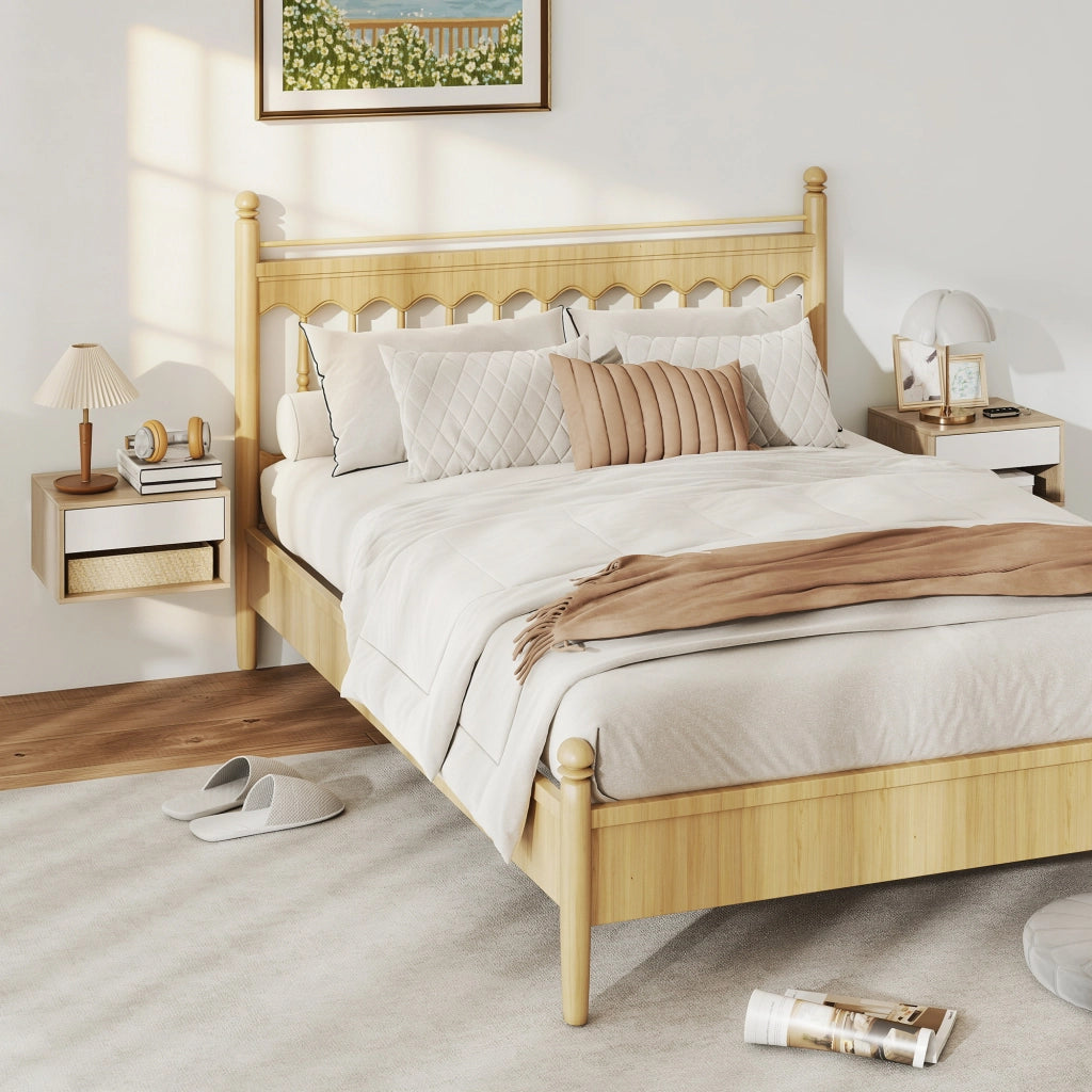Comodini a muro ¨C Zephmum ¨C Legno naturale 37x32x21 cm