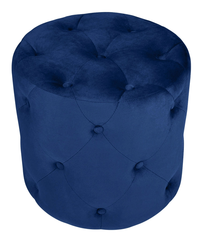 Pouf in velluto capitonné blu, poggiapiedi - Honey - PO07HO