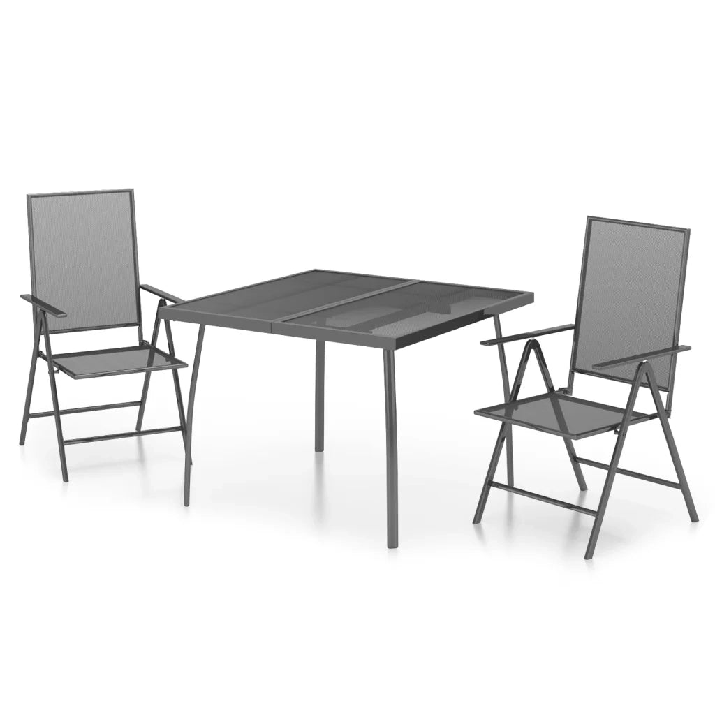Set da Pranzo da Giardino 3 pz | Set Salotto da Giardino in Acciaio Antracite