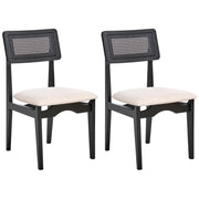 Set di 2 sedie da pranzo nere sedute imbottite nere sedute imbottite in poliestere struttura in legno laccata