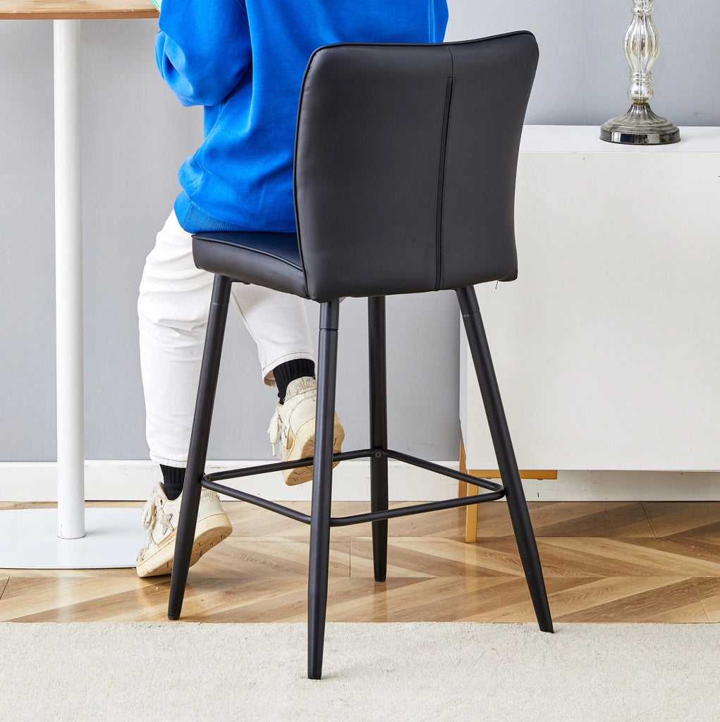 Sgabello da bar nero con schienale ergonomico in PU