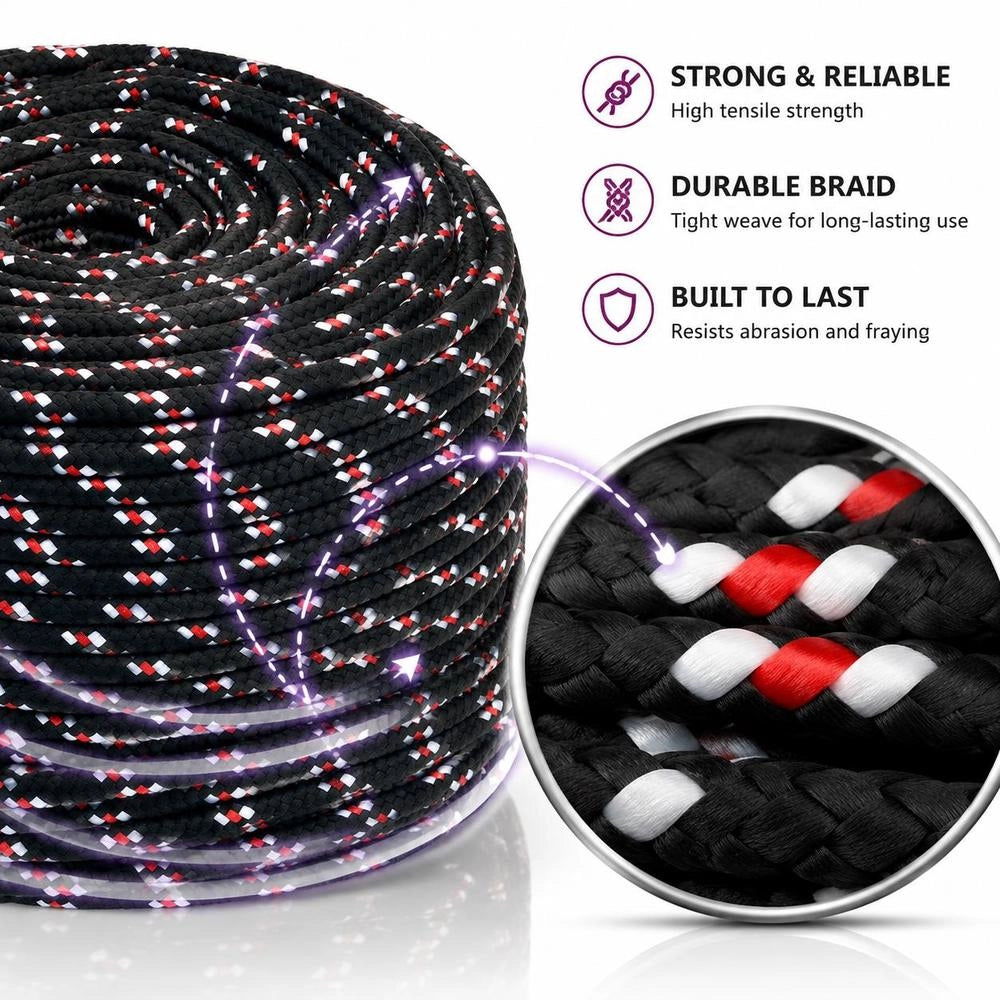 Boat Rope, Black, 8 Mm, 50 M, Polypropylene