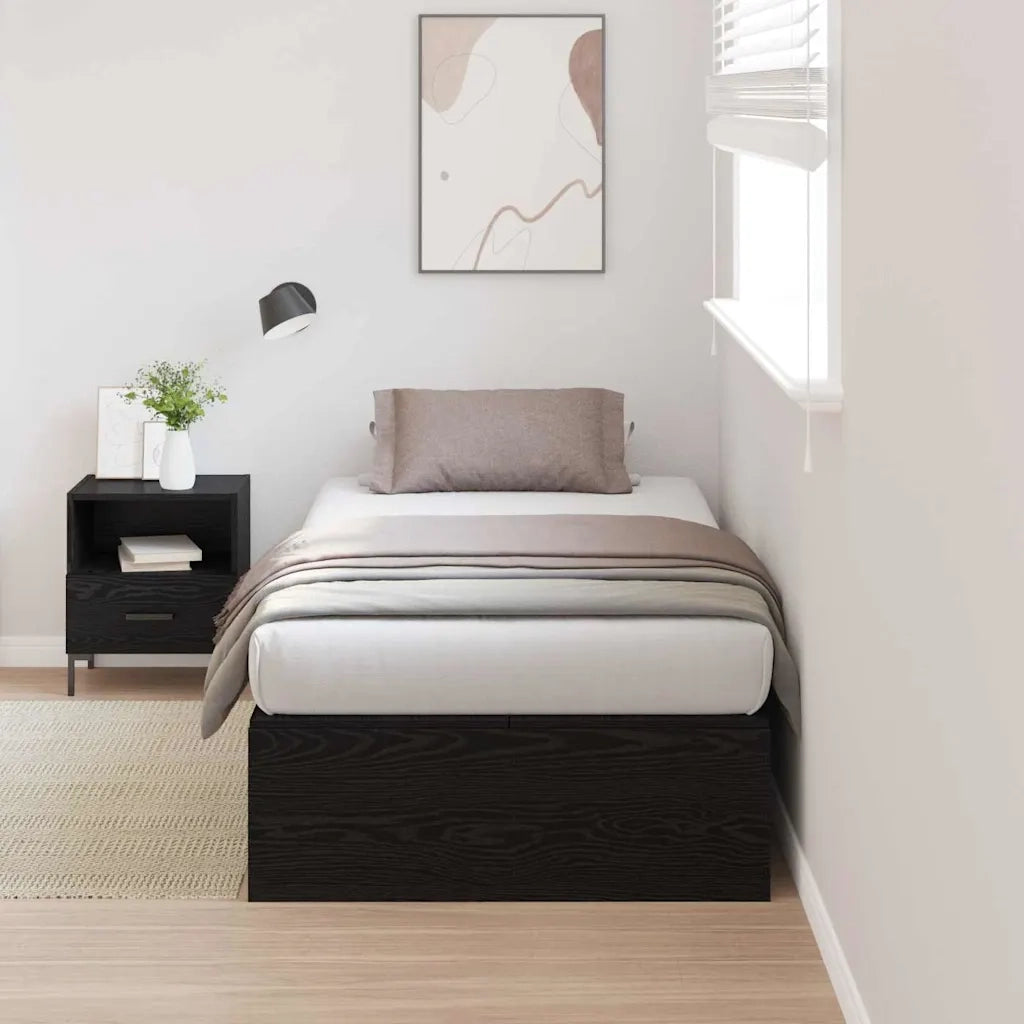 Struttura letto con contenitore-Giroletto con contenitore Rovere Nero 90 x 200 cm