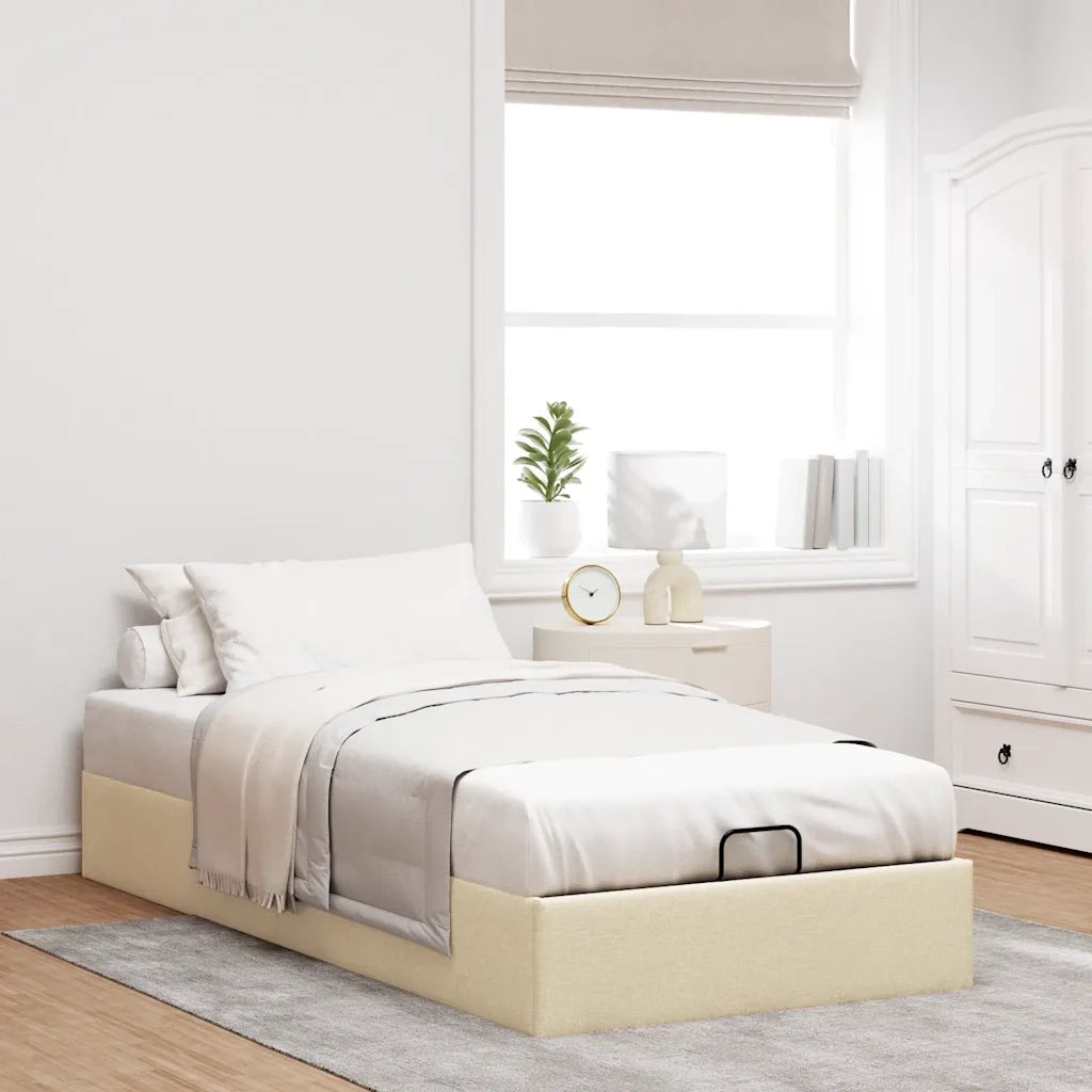 vidaXL Struttura Letto Pouf senza Materasso Crema 90x190 cm in Tessuto