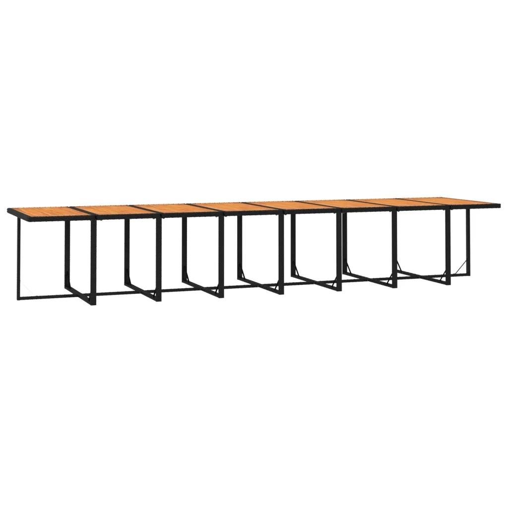 Set da Pranzo da Giardino 17 pz con Cuscini Nero in Polyrattan