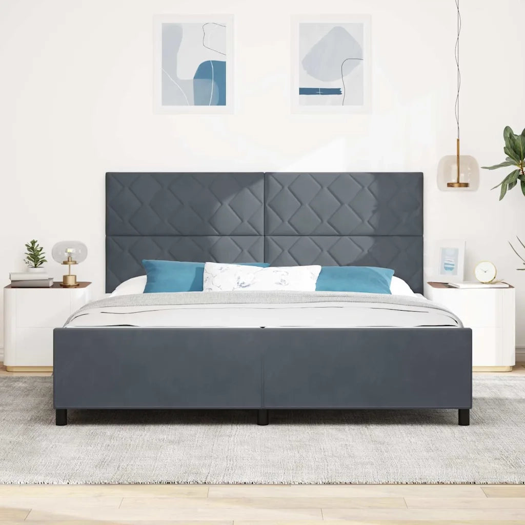 Letto a molle con testiera Grigio scuro 200 x 200 cm Velluto