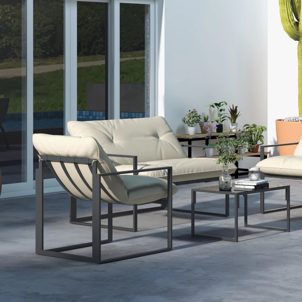 Set divani da giardino 4 pezzi con tavolino ¨C zephmum ¨C grigio
