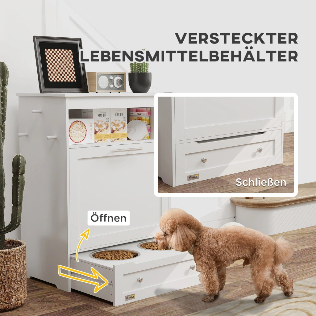 Armadio per animali domestici con ciotole e ganci ¨C zephmum ¨C MDF bianco