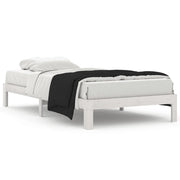 Letto singolo | Letto per adulti | Giroletto Bianco in Legno Massello di Pino 100x200 cm