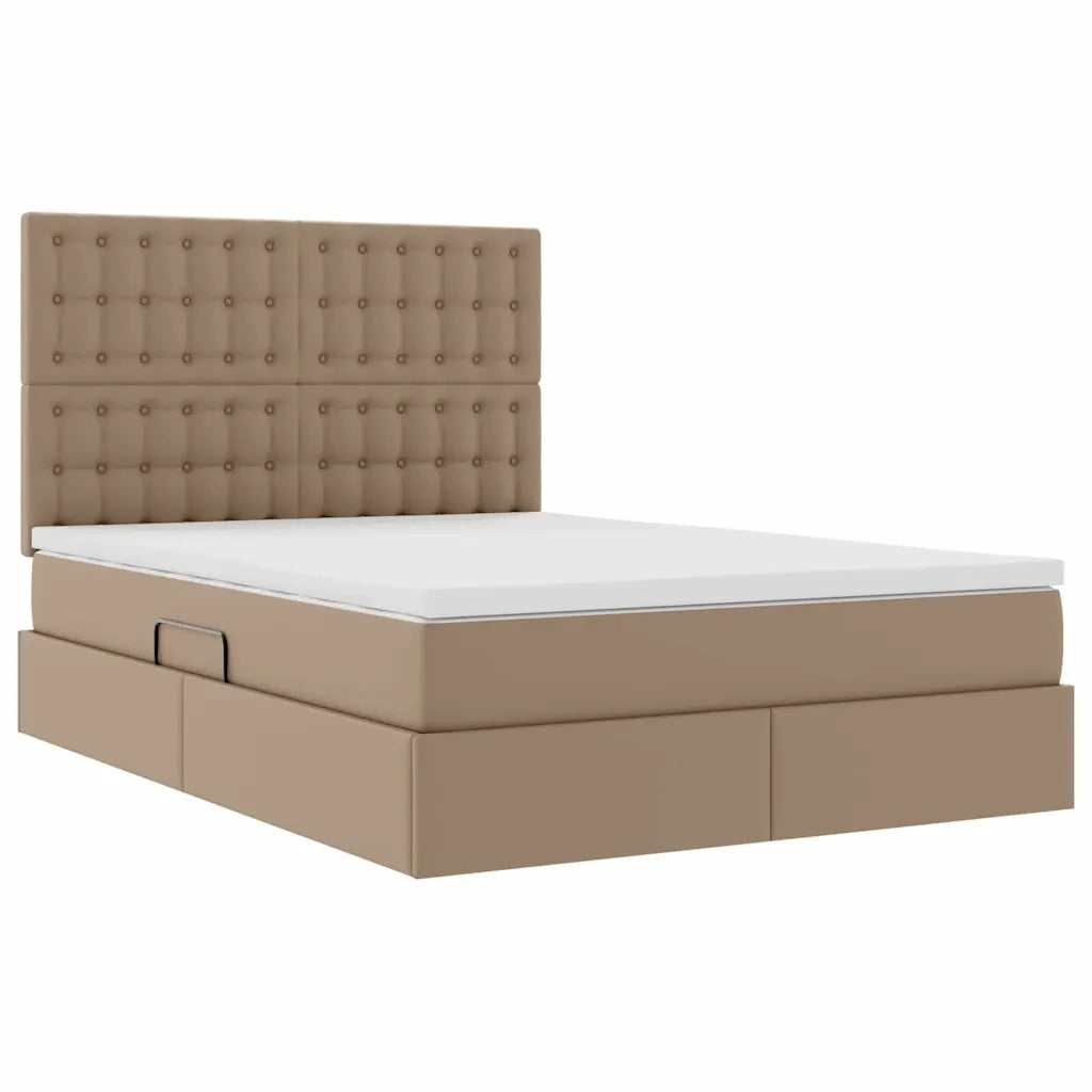 Letto con Contenitore Cappuccino 140 x 190 cm Pelle Sintetica 3371668