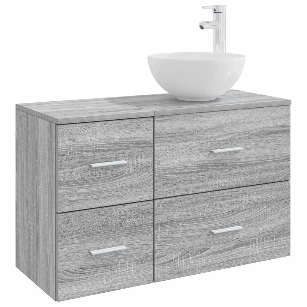 Set di mobili per il bagno 2 pz Sonoma grigio 3403957