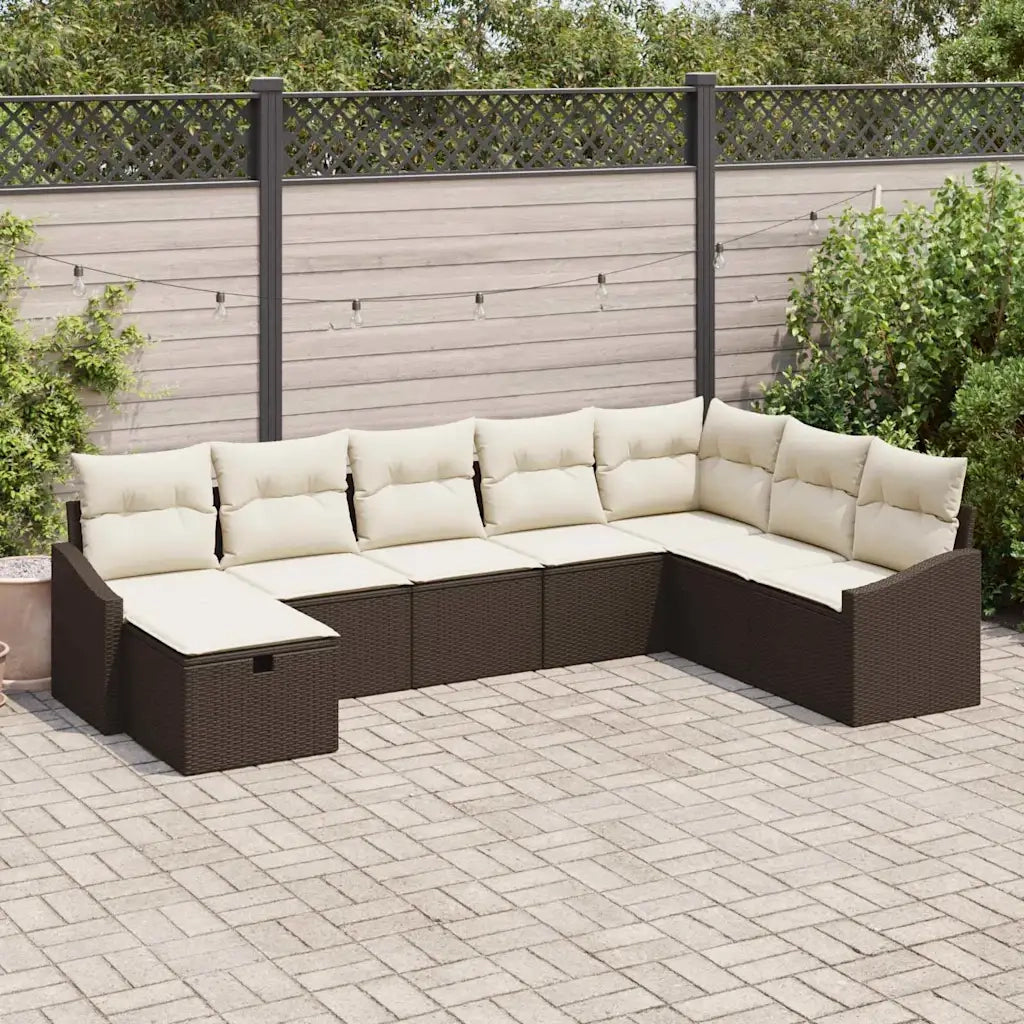 Set Divano da Giardino con cuscino 8 pcs polyrattan