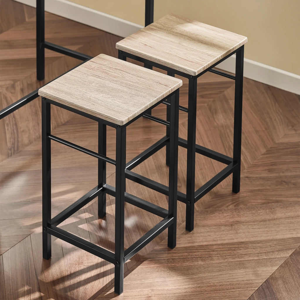 Set 5 Pezzi Tavolo con 4 sgabelli Mobile Bar per casa Stile Industriale L100*P60*A87 cm Legno OGT11-N