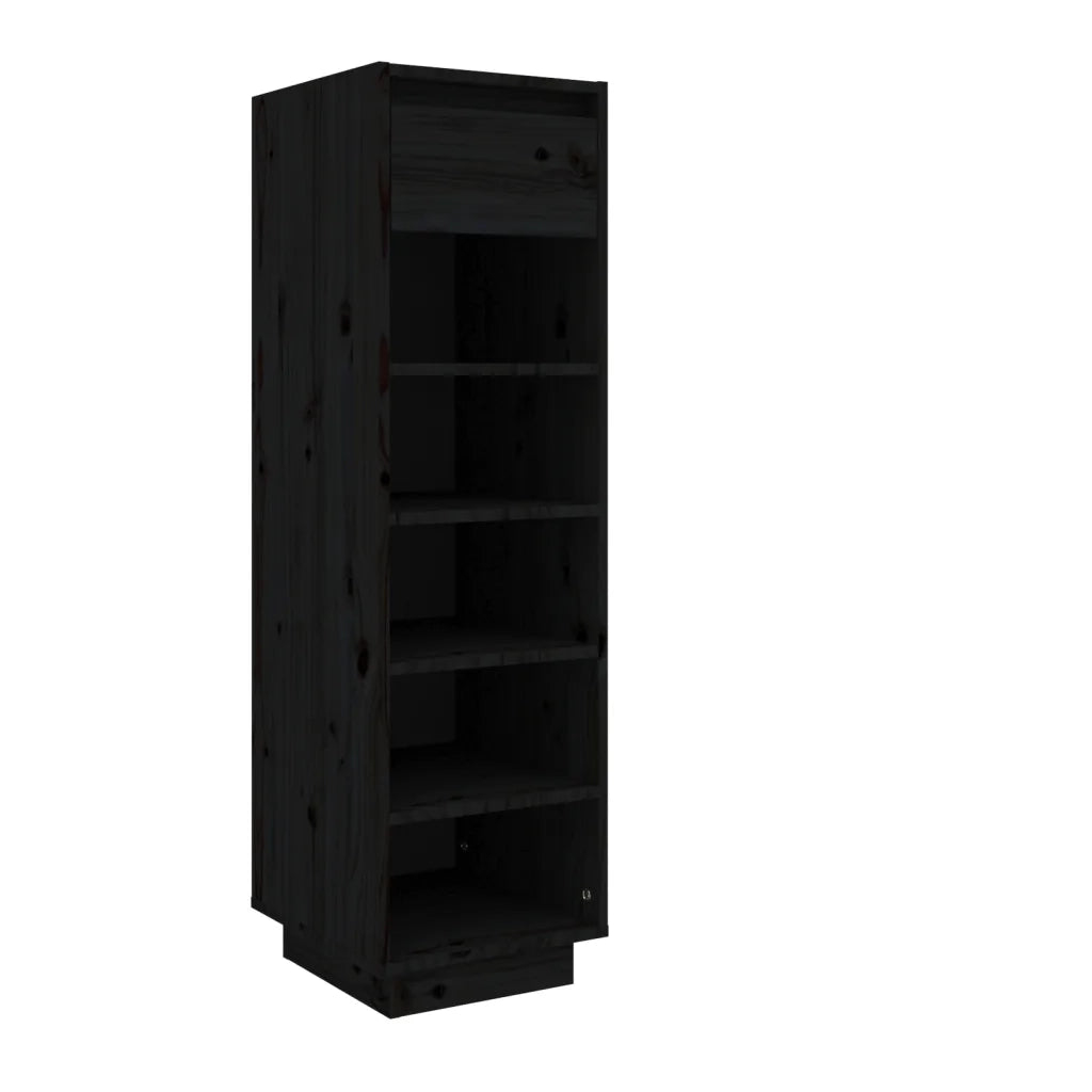 Scarpiera Nera 30x34x105 cm in Legno Massello di Pino 813559
