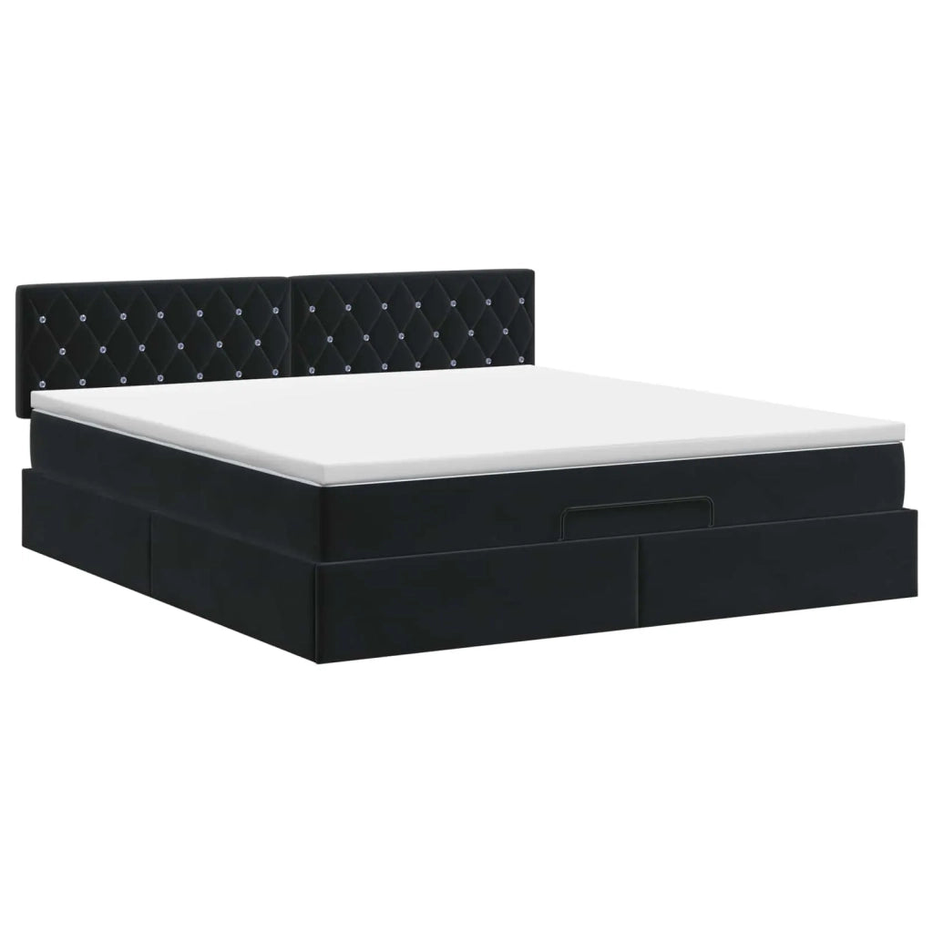 Letto ottomano con materasso Nero 140 x 190 cm Velluto 3456485