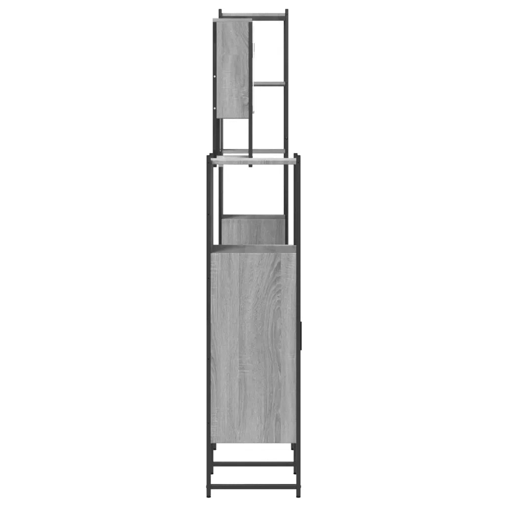 Set Mobili da Bagno | Armadio da bagno 4 pz Grigio Sonoma in Legno Multistrato