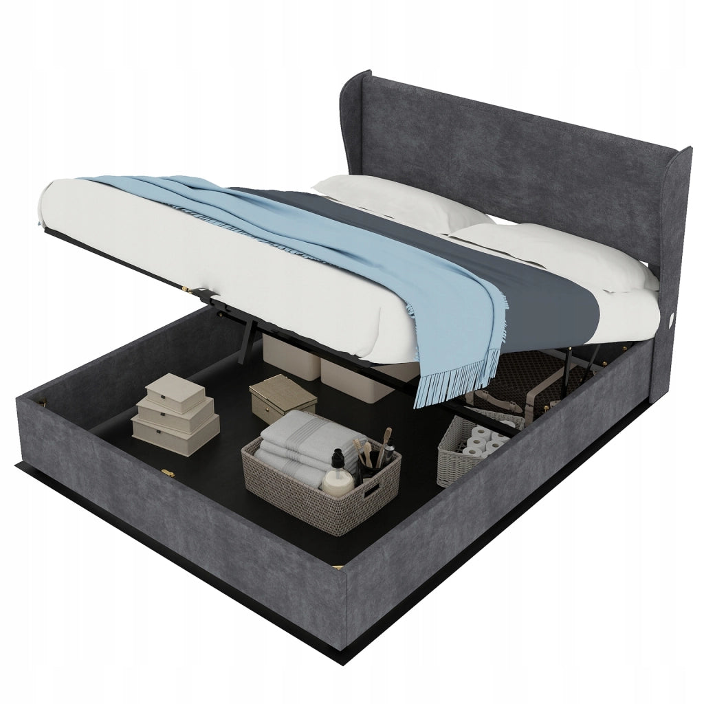 Letto imbottito con struttura sollevabile - Xylo - 140x200 - Grigio