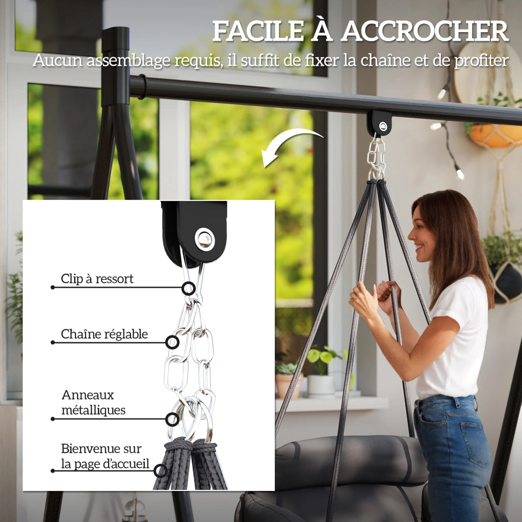 Sedia dondolo a sospensione ¨C zephmum ¨C grigio scuro 80x60x40 cm