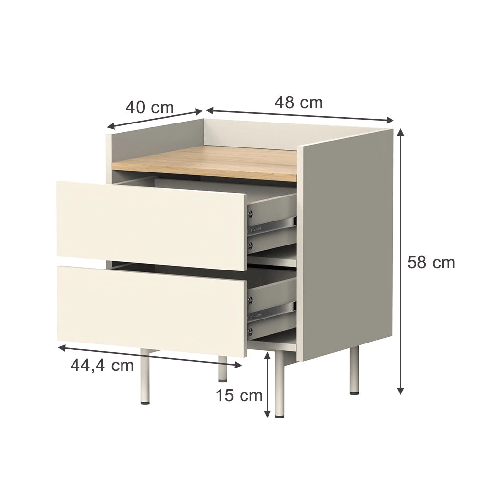 Vicco Comodino Crema Set di 2