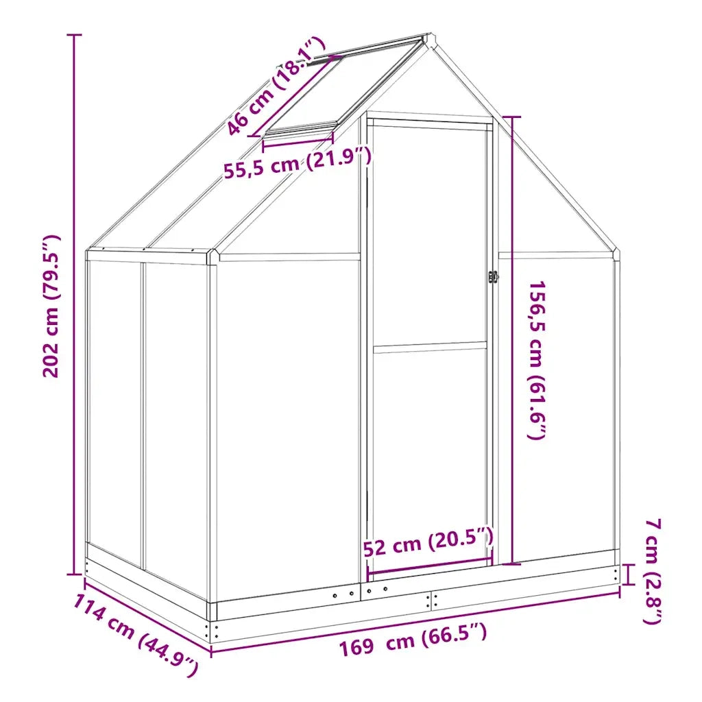 Telaio Serra con Base Antracite 169x114x202 cm in Alluminio