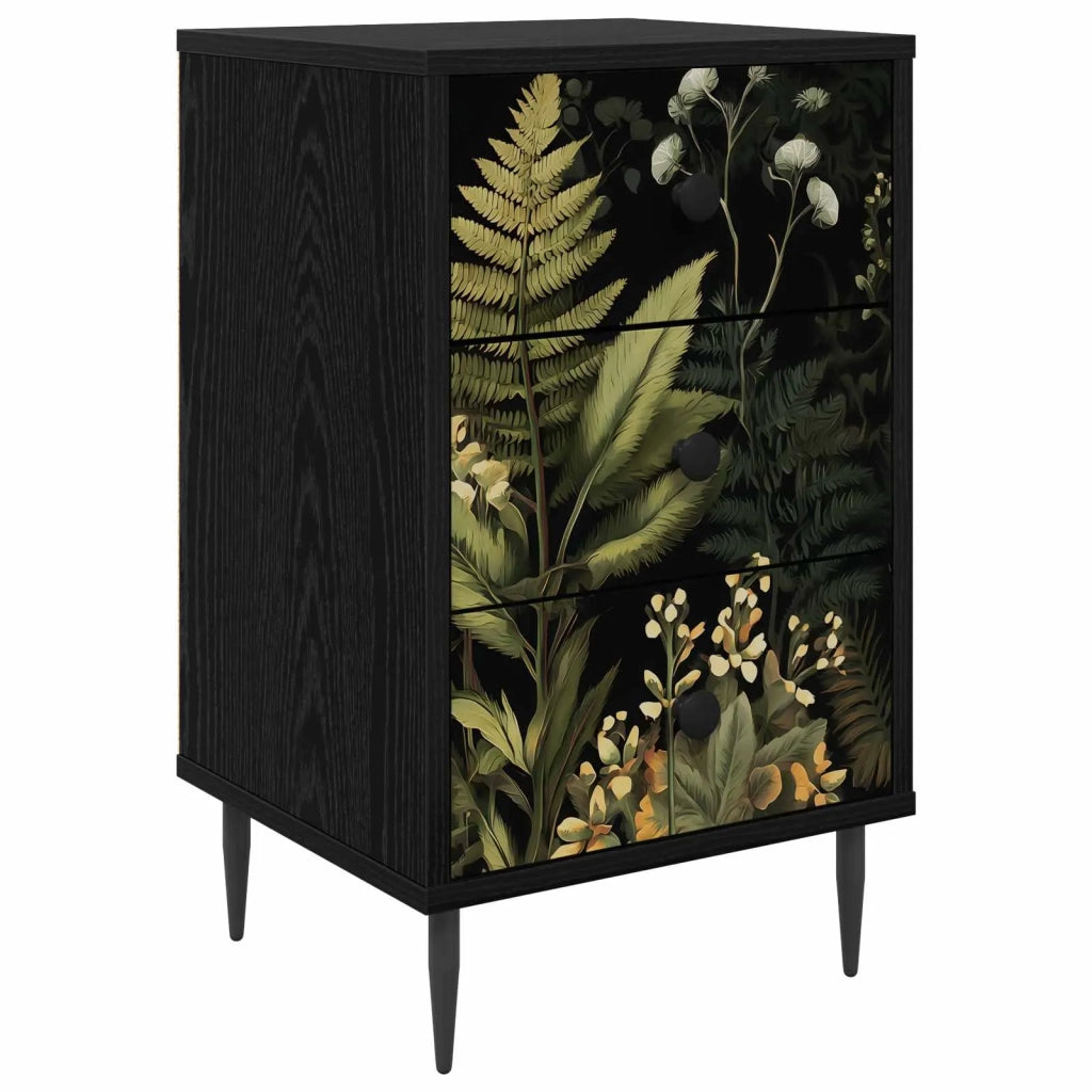 Armadio da Notte RHENEN Rovere Nero 36 x 33 x 61 cm 8007309