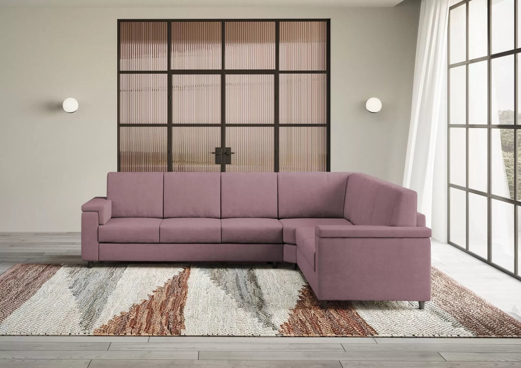Divano marrak 3 posti (tre sedute da 60cm)+ angolo + divano 2 posti medio (due sedute da 70cm) misure esterne l.286x246 | prugna - Mobili 2G