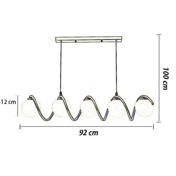 Lampadario a sospensione moderno da soffitto con 5 sfere in vetro bianco per G9