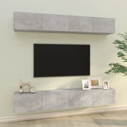Mobili Porta TV a Parete 4 pz Grigio Cemento 100x30x30 cm