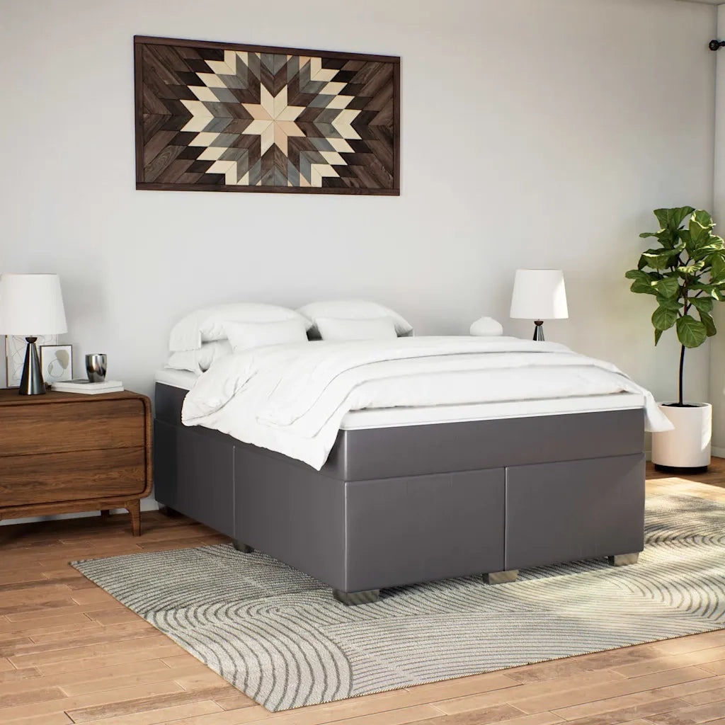 vidaXL Giroletto a Molle con Materasso Grigio 140x190 cm in Similpelle