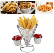 Stand di servizio per fritture - Mandrino metallico - Manico in metallo - Compartimento per le forchette da snack - Ideale per feste a casa - picnic - eventi all'aperto - snack bar