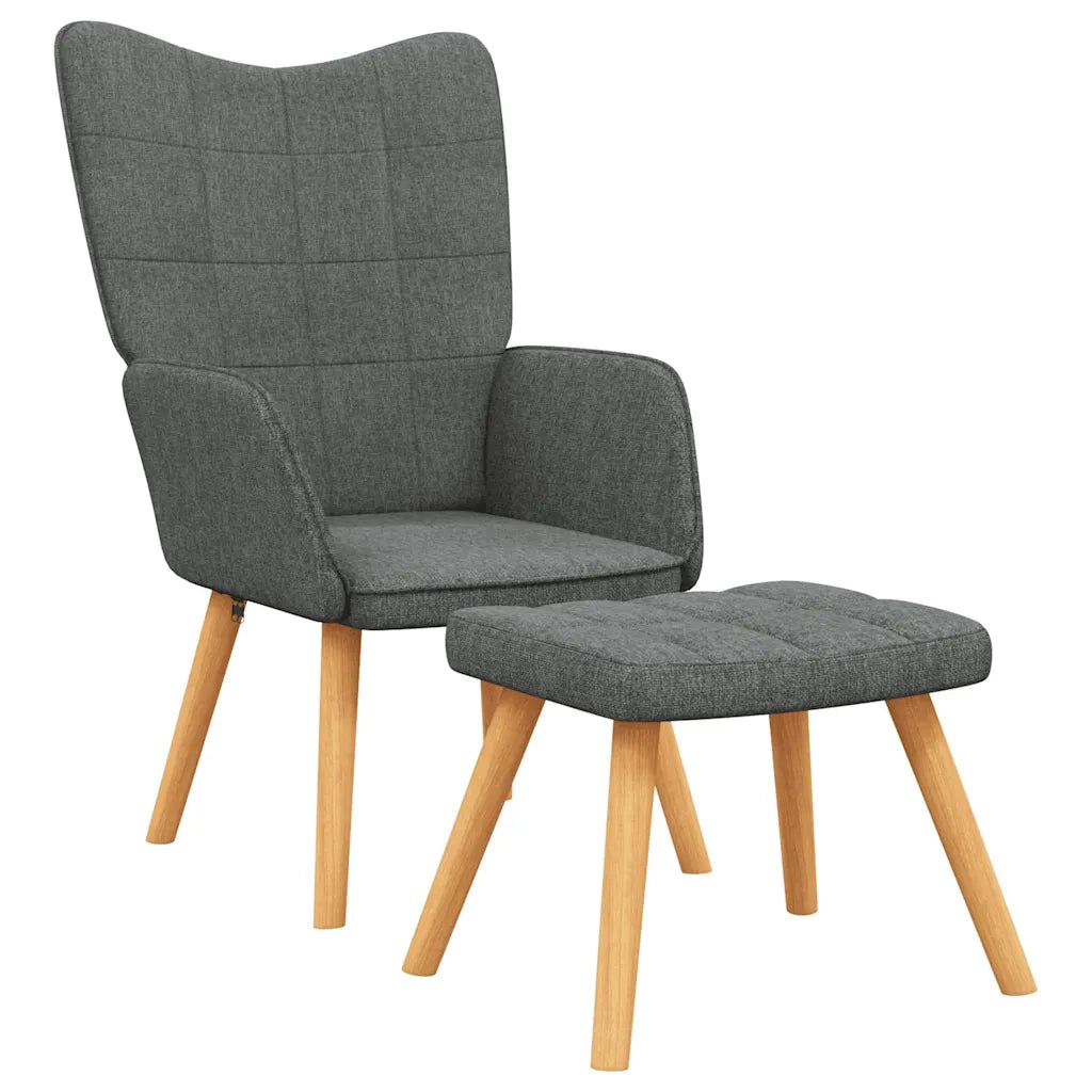 Poltrona Relax con Poggiapiedi Grigio Scuro in Tessuto cod mxl 53651
