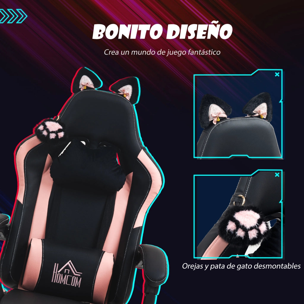 Sedia da Gaming Reclinabile con Poggiapiedi e Schienale Regolabile ¨C Zephmum ¨C Nero