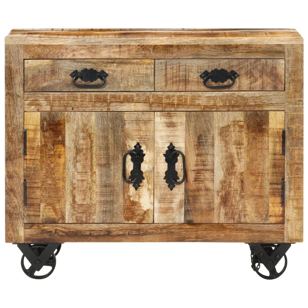 Credenza | Madia | Buffet da pranzo | Armadio da pranzo 80x30x65 cm in Legno Grezzo Massello di Mango