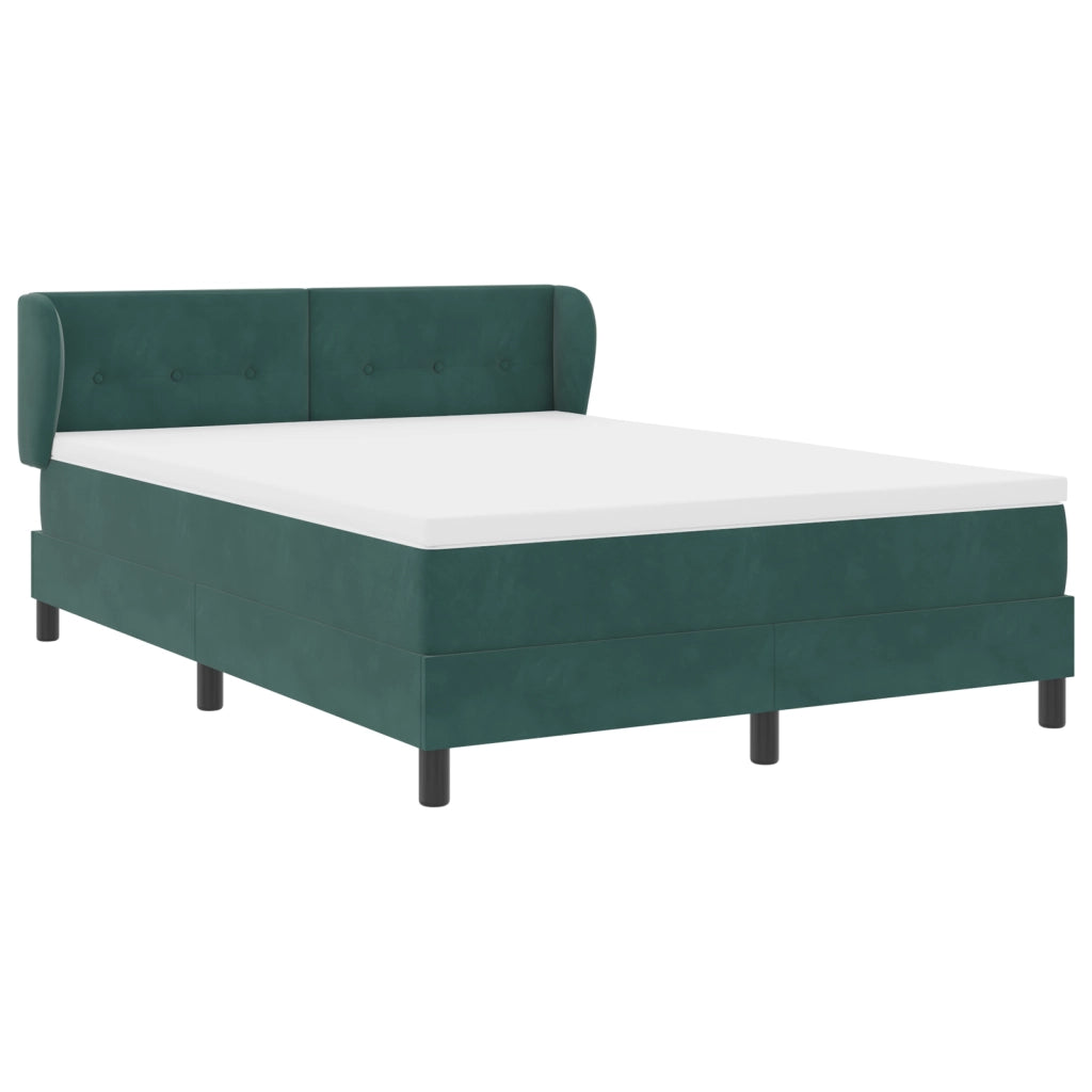 Letto Box Spring con Materasso Verde Scuro 140x200 cm Velluto