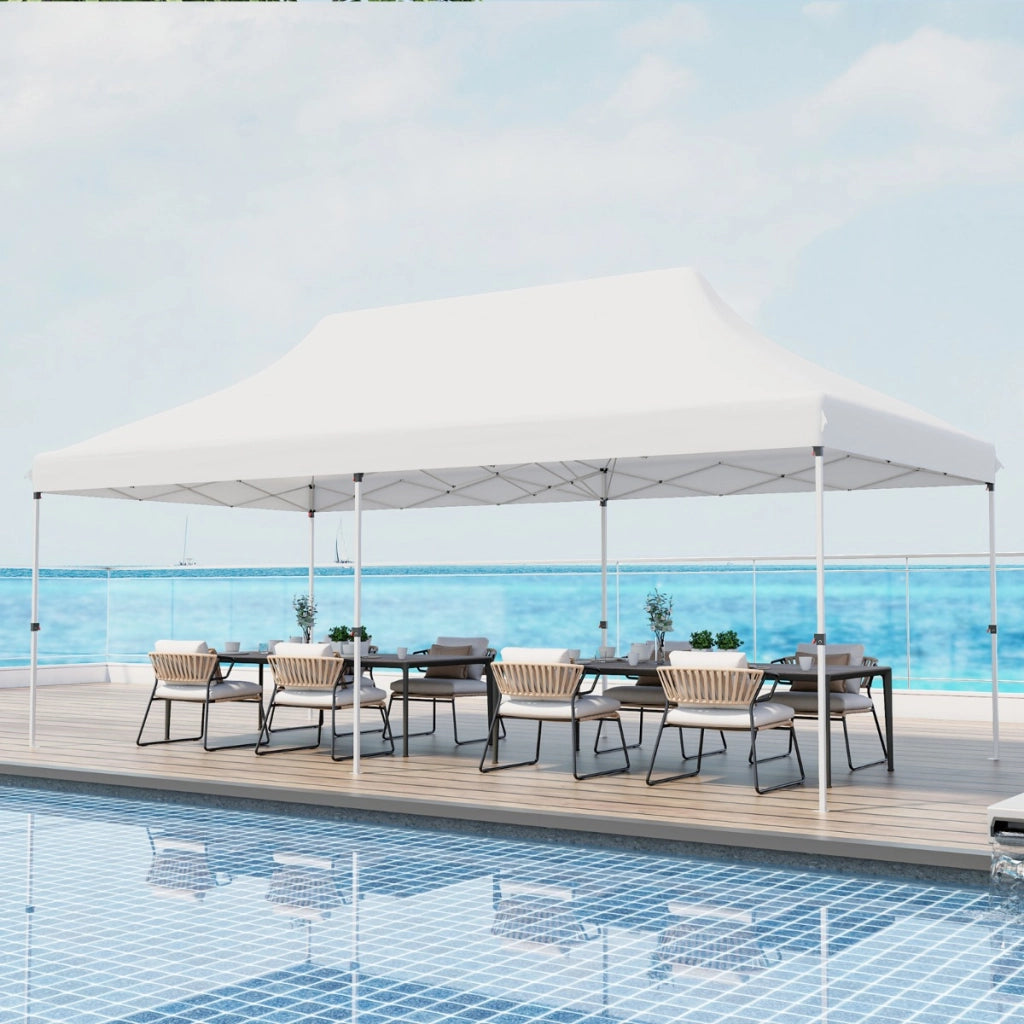Tenda a scomparsa 3x6m pieghevole impermeabile con borsa per trasporto, Tenda per festa con protezione solare Bianco-Gazebo