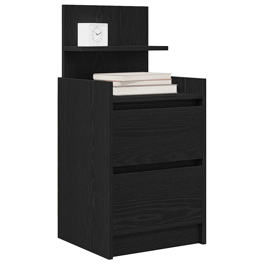 Comodini con 2 Cassetti 2 pz Rovere Nero 38x34x80 cm 861358