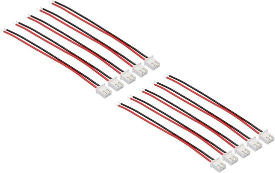 Connettori XH 10 pezzi, 2,54 mm di rilievo, 2 poli, femmina, con cavo 10 cm, testa di filo di rame rivettata per robotica, illuminazione, batterie.