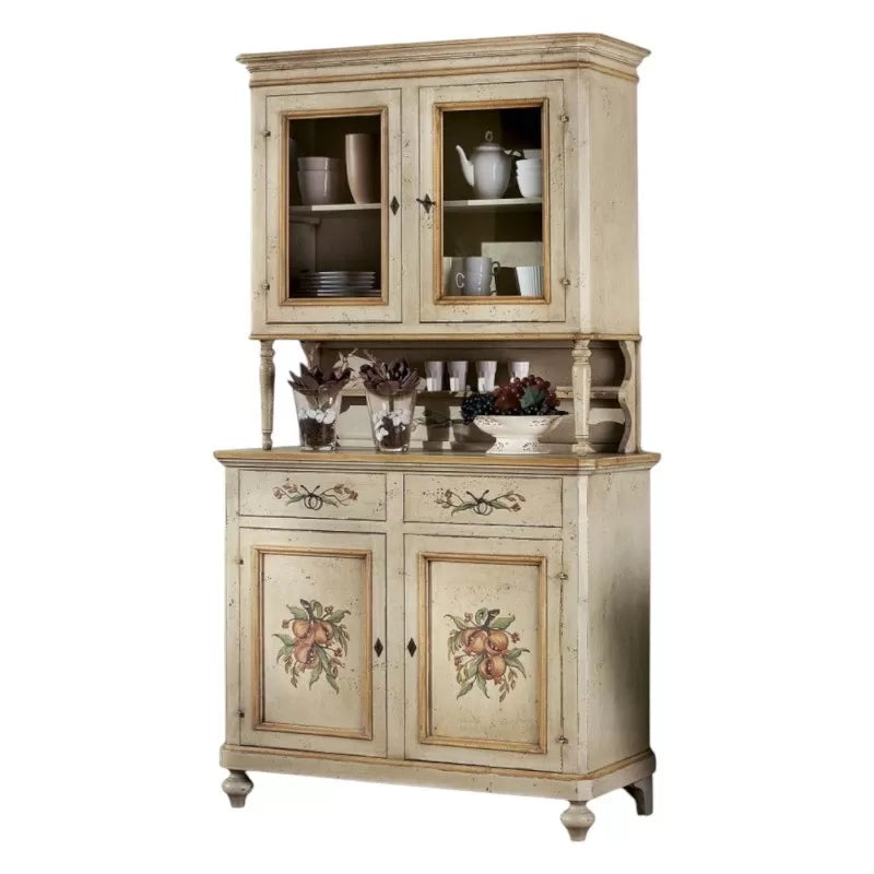 Cristalliera in legno provenzale laccata a mano 2 porte 112x49x206 (1416+1417) - Mobili 2G