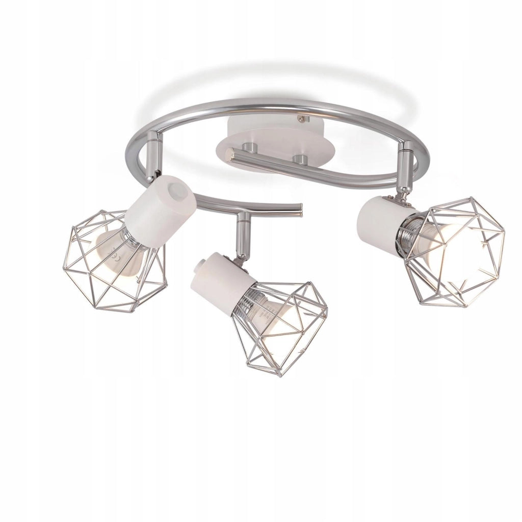 ZMH Lampada da soffitto 3 luci retrò rotanti metallo bianco E14 per soggiorni uffici corridoi