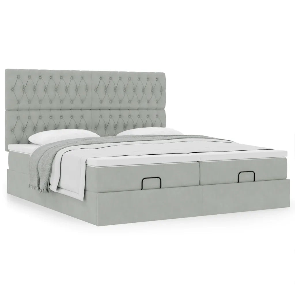 Struttura Letto Pouf con Materassi 160x200 cm in Velluto 3313784